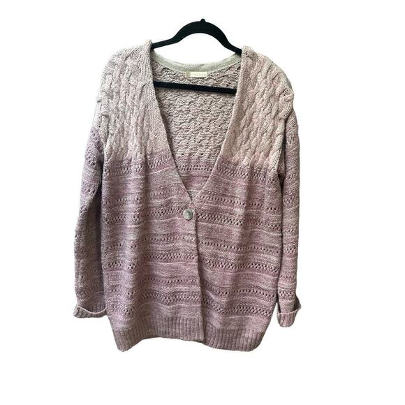 Anthropologie Hinge Women's V-Neck Knit Oversized Cardigan Sz M Purple Gray - Picture 1 of 7